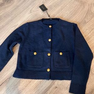 Massimo Dutti Navy Cardigan with Gold Buttons